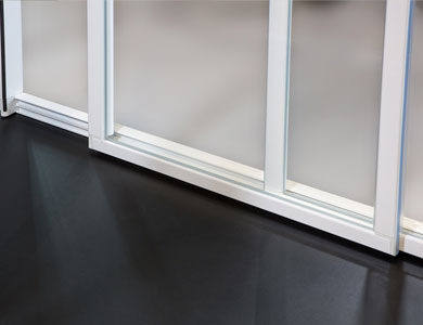 Detalle mampara corredera Ecodux Profiltek