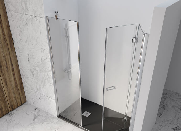 Mampara ducha plegable con fijo a continuacion a medida AC218-AC290
