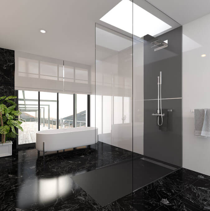 Daray Duschwanne mit fester Glasscheibe Profiltek