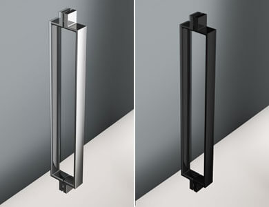 Pega Turín de série. Acabamento Cromo Brilho/Preto Modelo NEWGLASS Abativel Profiltek