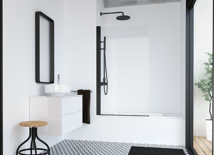Mampara de bañera abatible stock Profiltek serie Hada Plus