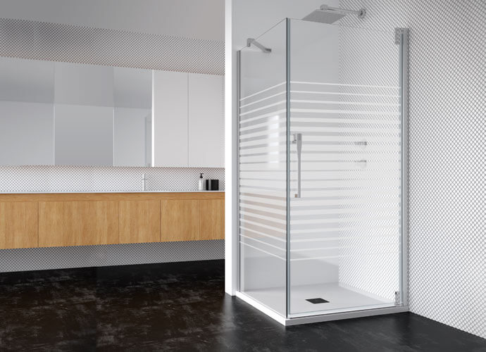 Mampara baño puerta abatible pivotante a medida Profiltek ke208
