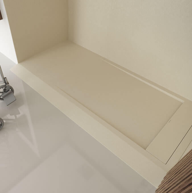 Matis extra flat shower trays include a drain exclusively designed by PROFILTEK