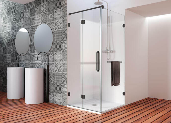 Black folding shower enclousure made to measure Profiltek ng219