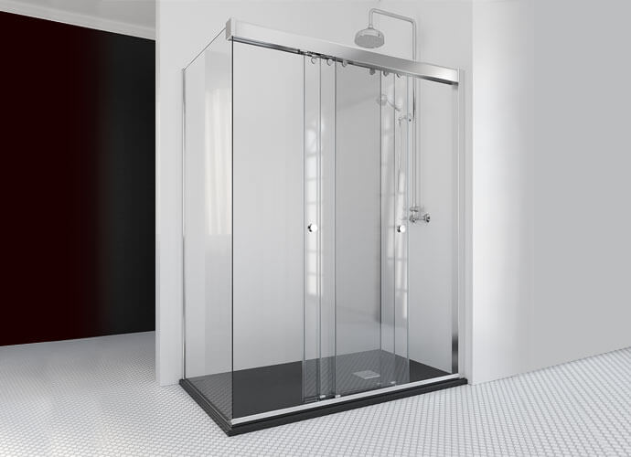 Mampara ducha puertas correderas con fijo lateral a medida Profiltek Ta216