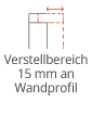 Verstellbereich 15 mm an Wandprofil