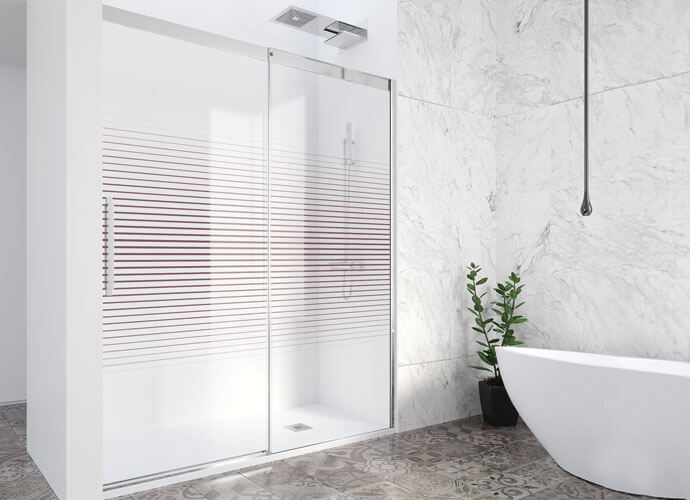 Mampara ducha corredera a medida decorado Imagik Profiltek Va210