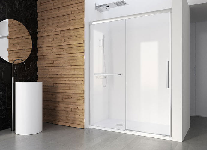 Mampara ducha para baños a medida perfil acabado en plata alto brillo Profiltek Wi210