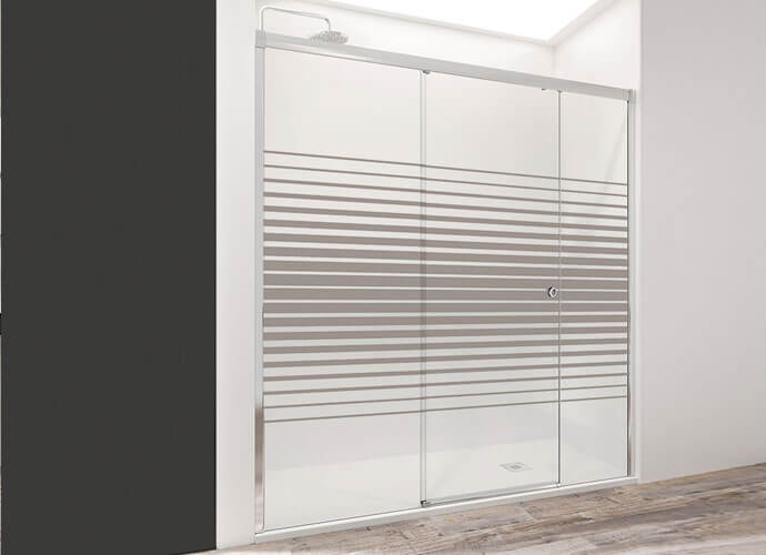 Mampara ducha para baños a medida con decorado imagik Profiltek Wi230