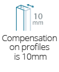Compensation on profiles  is 10mm