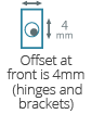 Offset at front is 4mm (hinges and brackets)