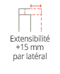 Extensibilité +15mm par latéral
