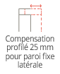 Compensation de profile mur 25mm pour paroi fixe laterale
