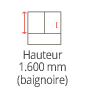 Hauteur 1600mm (baignoire)