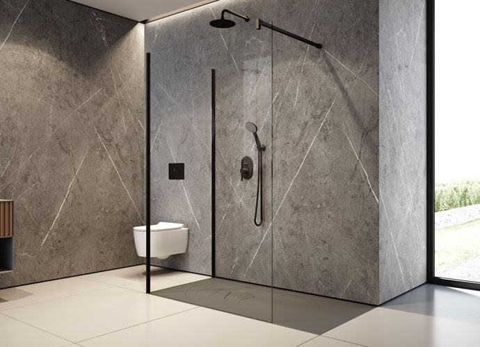 Cabine de douche fixe sur mesure Klee finition noire