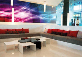 Personalización muros con impresión digital sobre vidrio IMAGIK