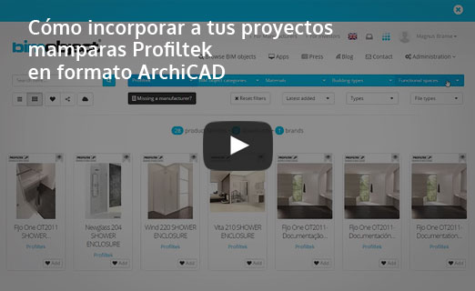 incorporar mamparas profiltek formato archicad