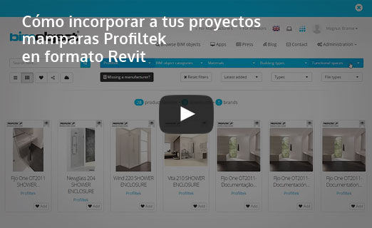 incorporar mamparas Profiltek formato revit