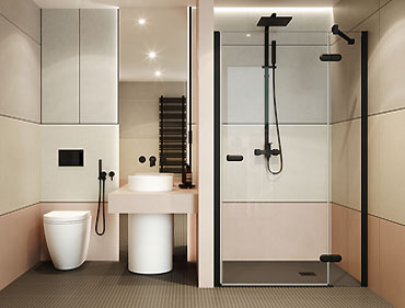 Shower enclosure with a fixed panel