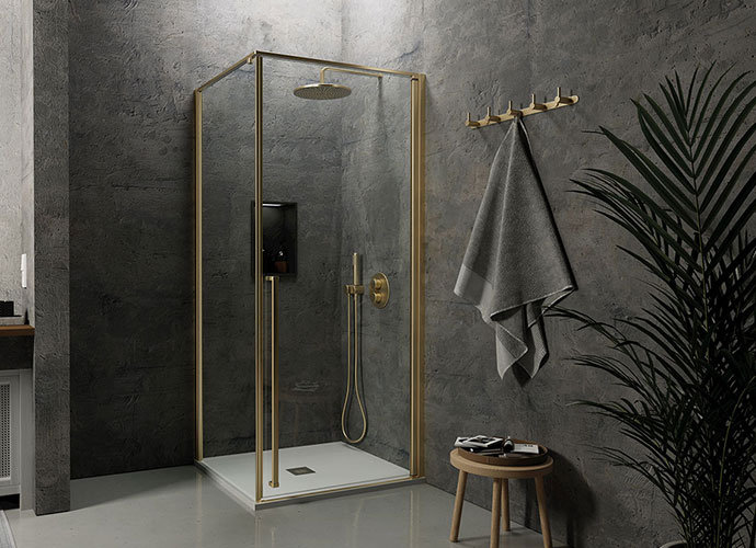 Mampara ducha perfil oro Profiltek